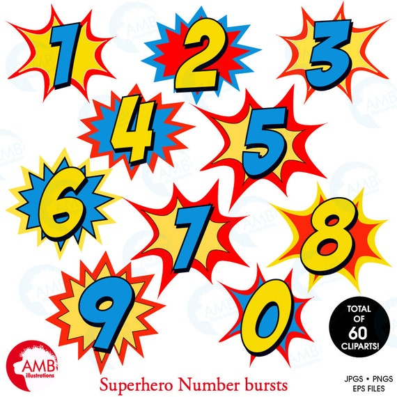 Superhero Numbers Clipart Numbers Clipart Numbers Clipart