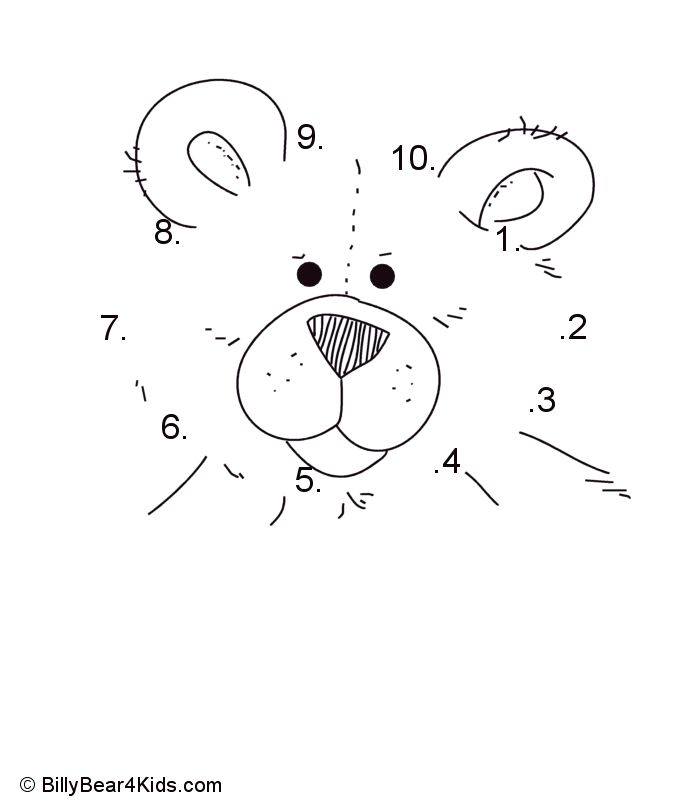 Teddy Bear Dot To Dot Numbers 1 10 Bear Theme Preschool