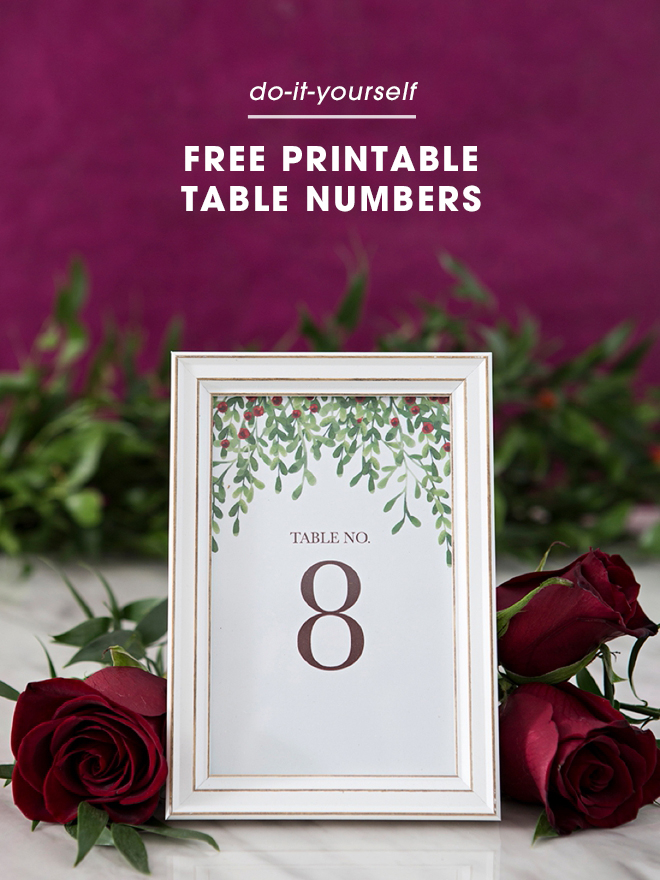 These FREE Printable Holiday Holly Inspired Table Numbers 