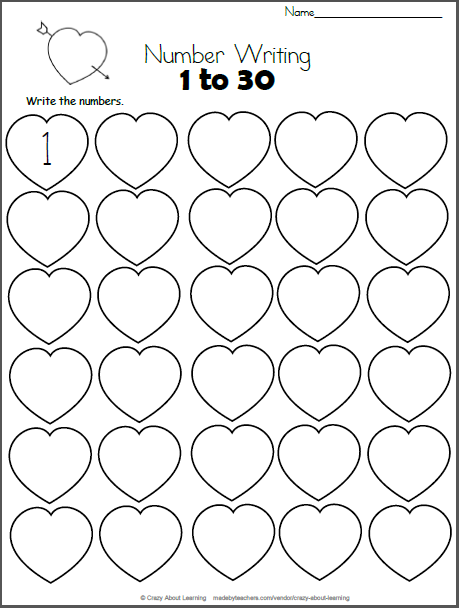 Valentine S Day Math Numbers 1 To 30 Made By Teachers Valentine s Day Math Numbers 1 To 30 Made By Teachers