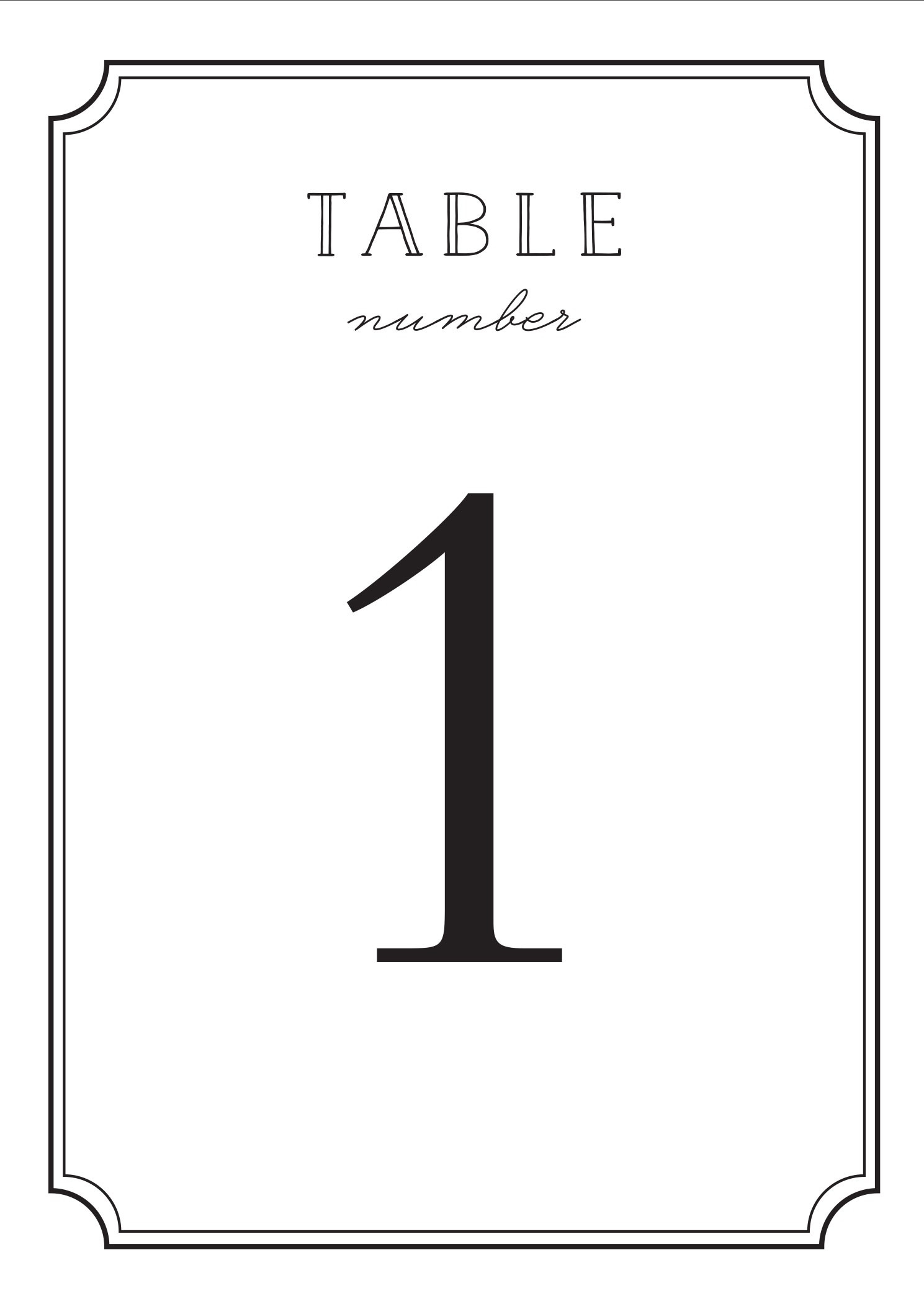 Wedding Table Numbers Printable PDF By Basic Invite