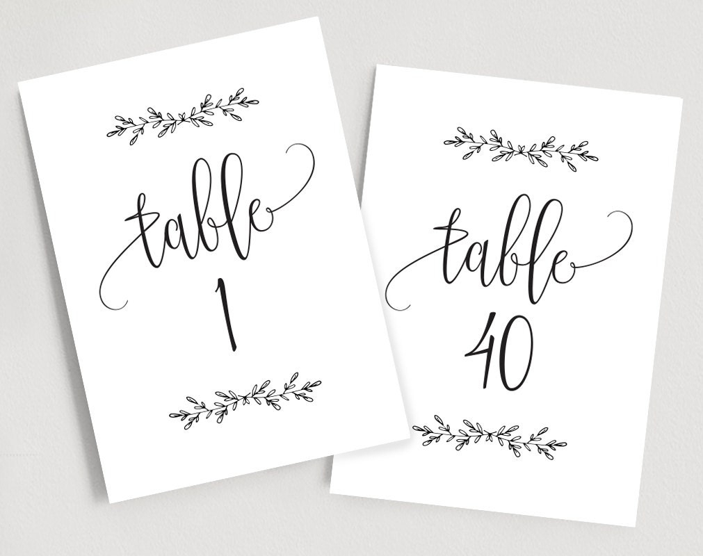 Wedding Table Numbers Printable Table Numbers Rustic Table