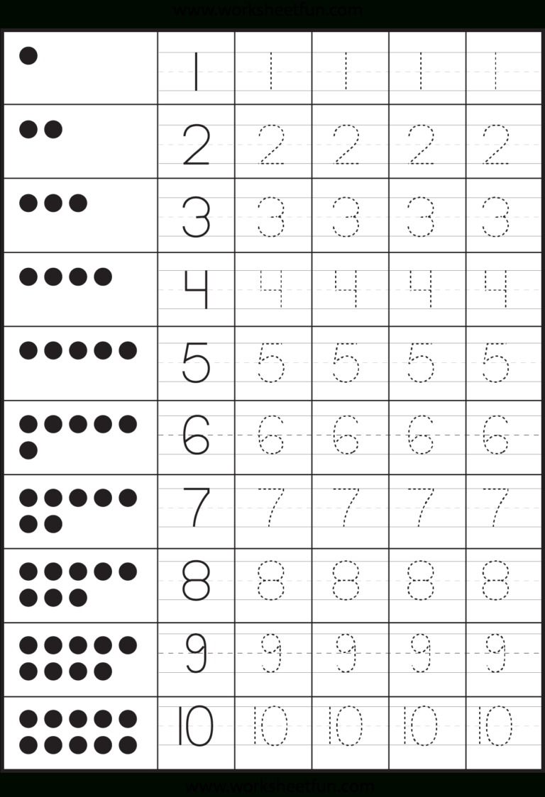 Writing Numbers 1 10 Worksheets For Kindergarten