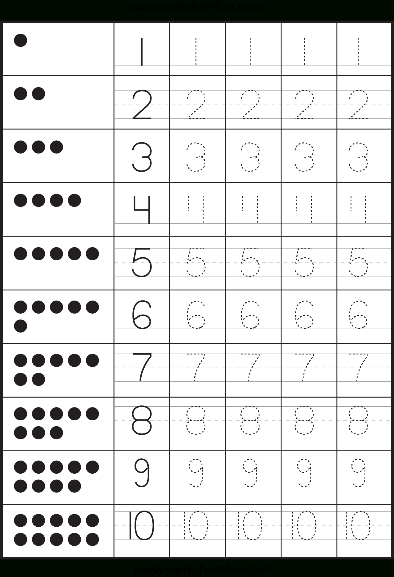 Writing Numbers 1 10 Worksheets For Kindergarten 