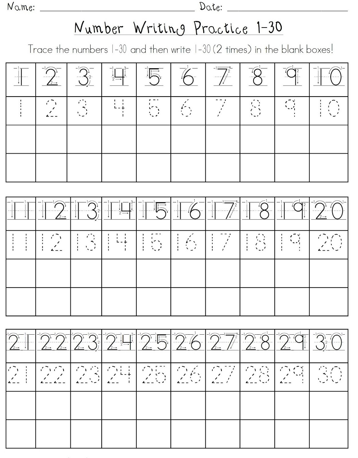 Writing Numbers 1 20 Free Worksheets NumbersWorksheet