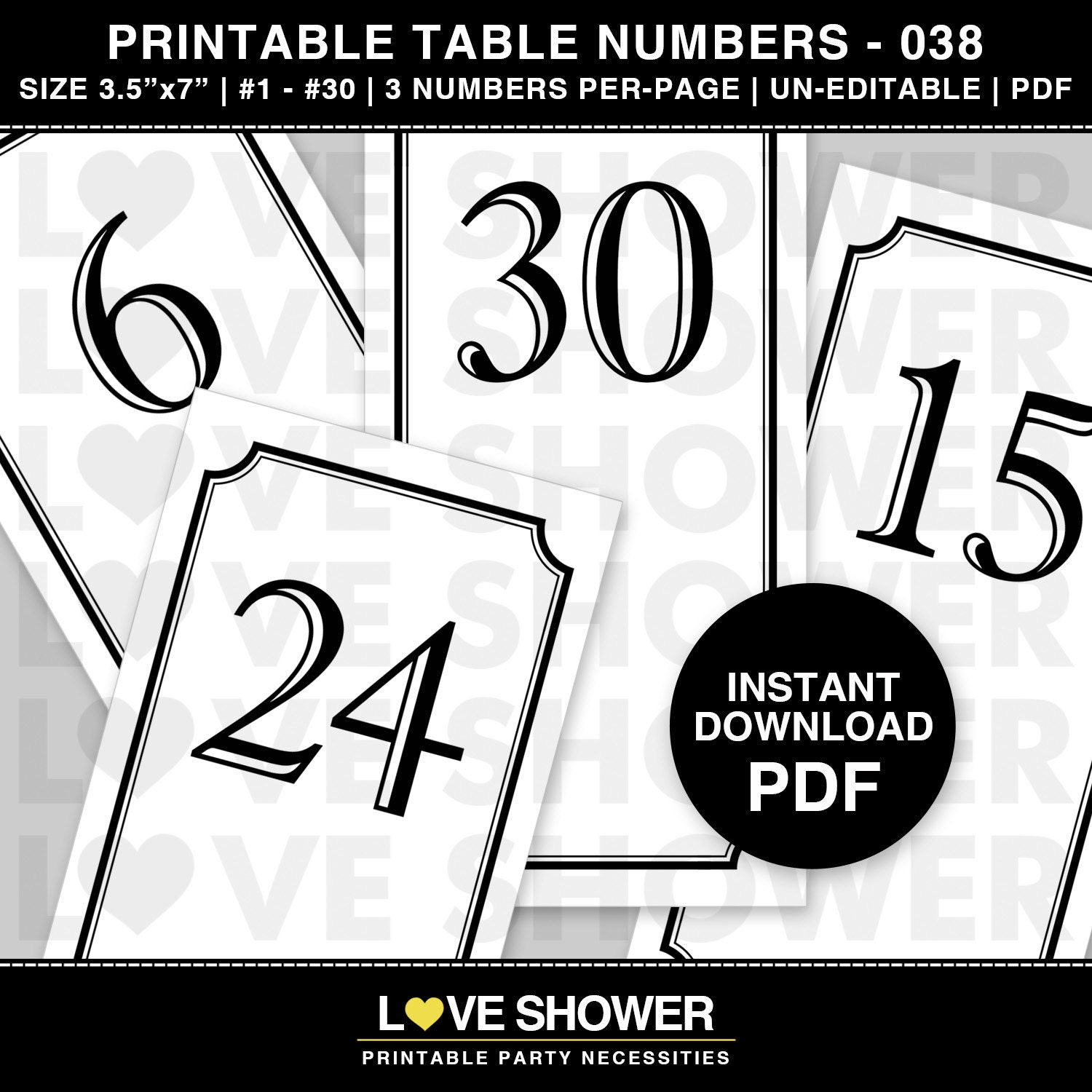 1 30 Printable Wedding Table Numbers Instant Download 1 30 Printable Wedding Table Numbers Instant Download