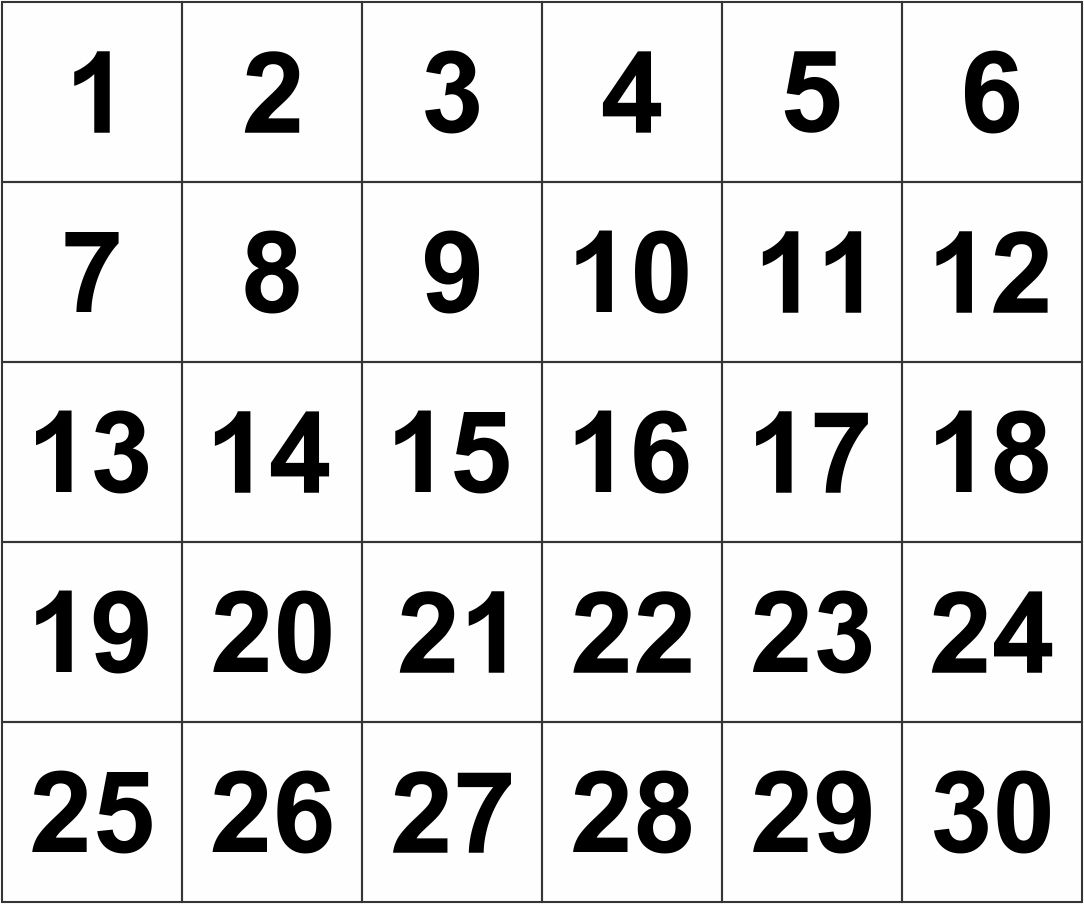 10 Best Printable Number Chart 1 30 Printablee