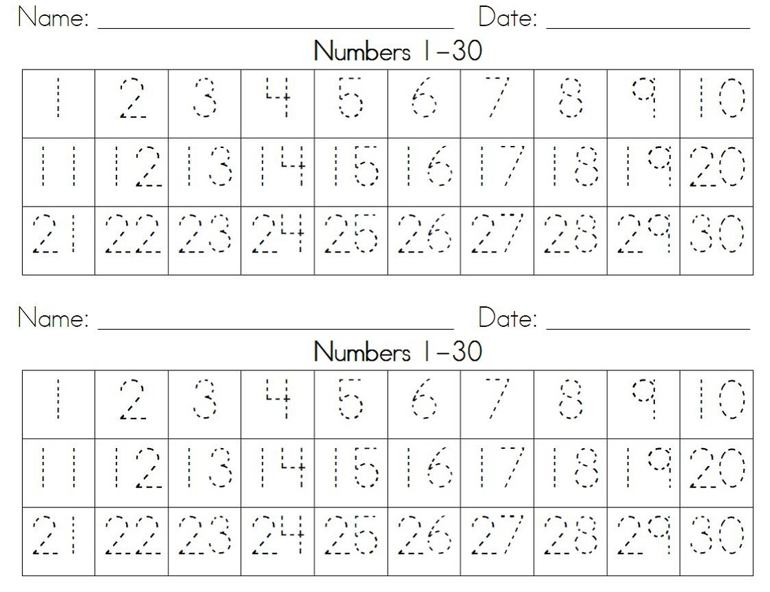 47 PDF NUMBER TRACING WORKSHEETS 1 30 PRINTABLE DOWNLOAD 