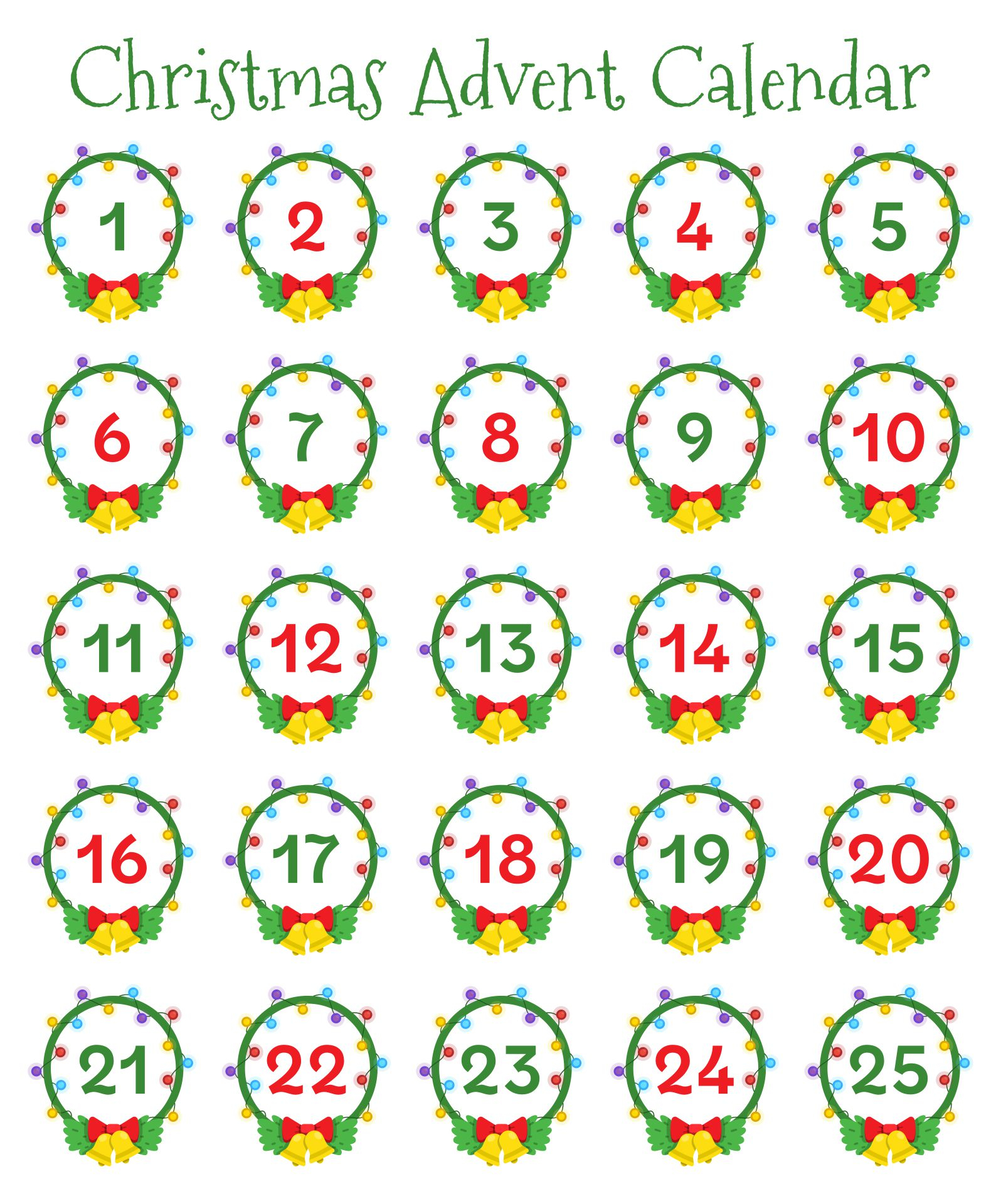 6 Best Christmas Countdown Number Printables Printablee