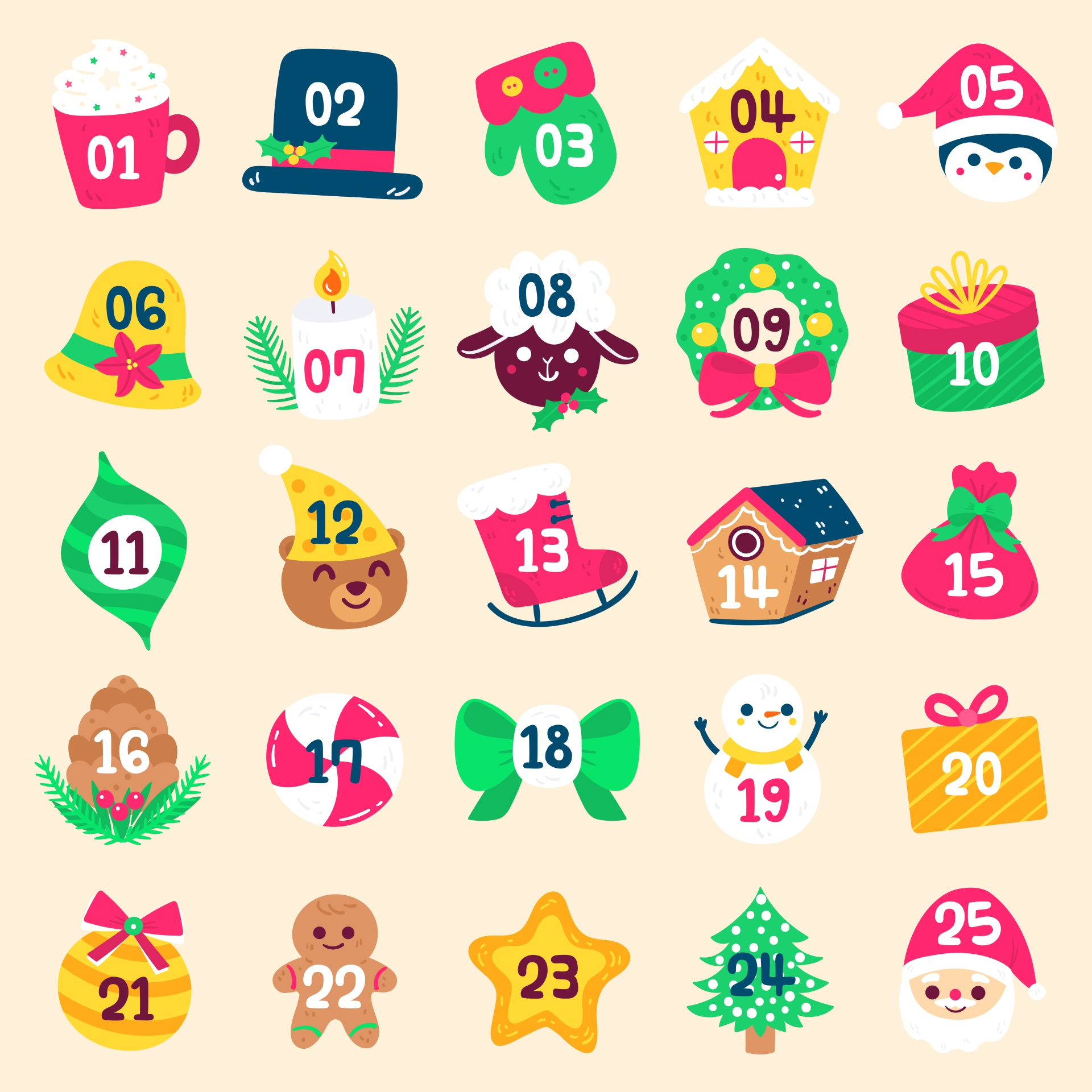 6 Best Free Printable Christmas Numbers 1 To 31 