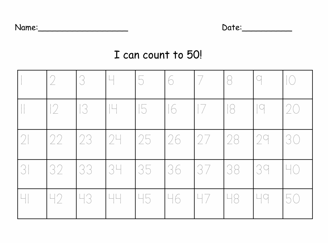 8 Best Printable Number 1 50 Worksheet Printablee