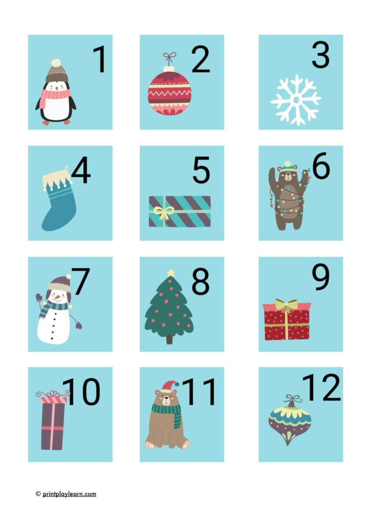 Advent Calendar Numbers 1 24 Christmas Printable 