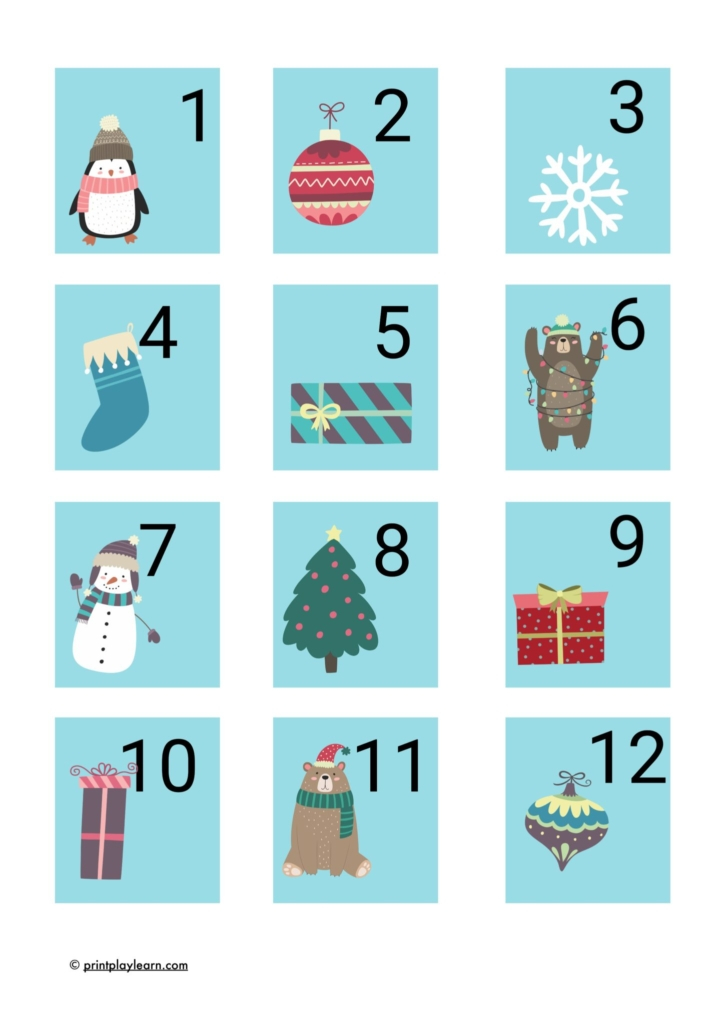 Advent Calendar Numbers 1 24 Christmas Printable