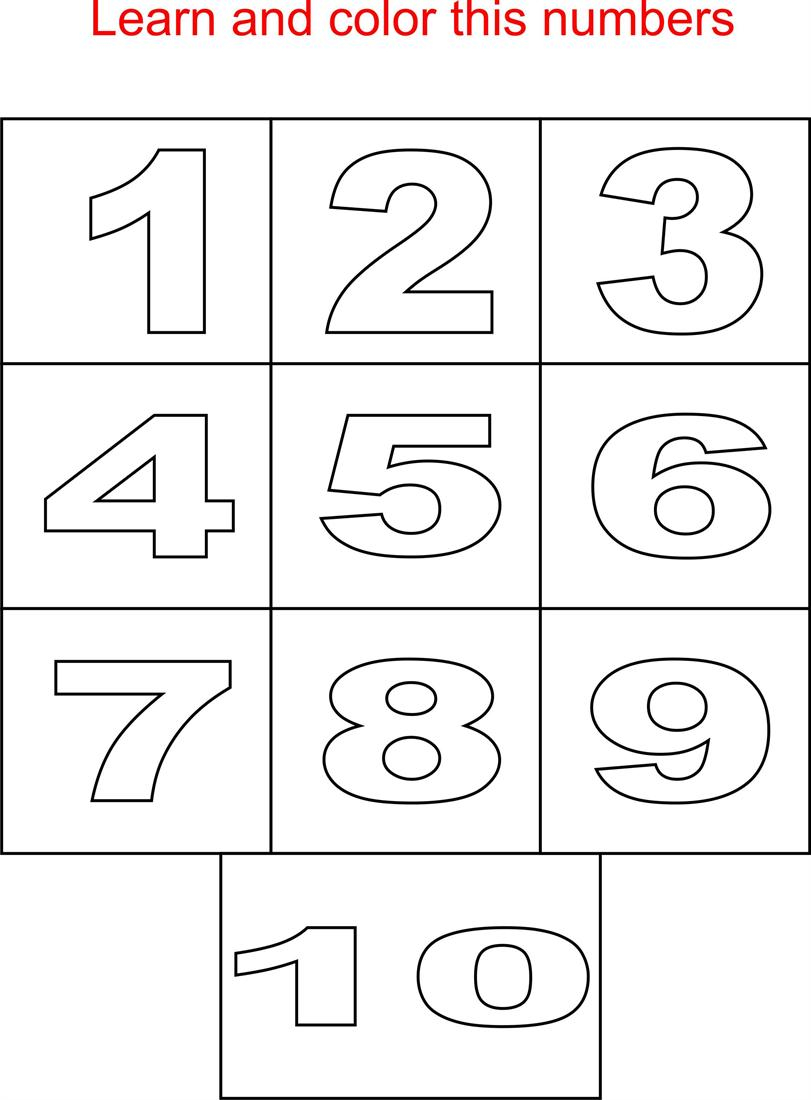 Basic Numbers Coloring Page For Kids