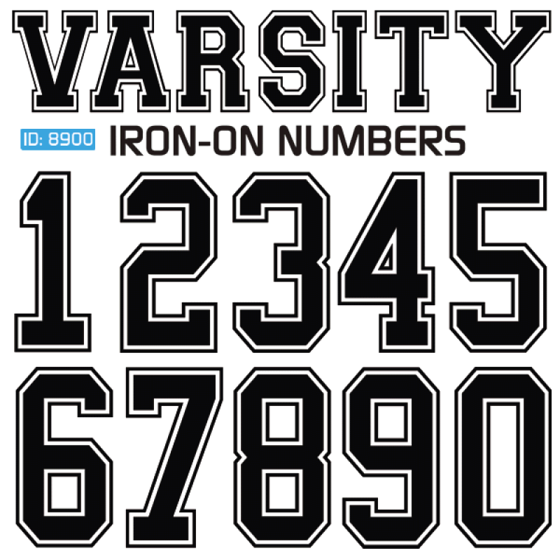 Big Varsity Outline Iron On Numbers Big Varsity Outline Iron on Numbers