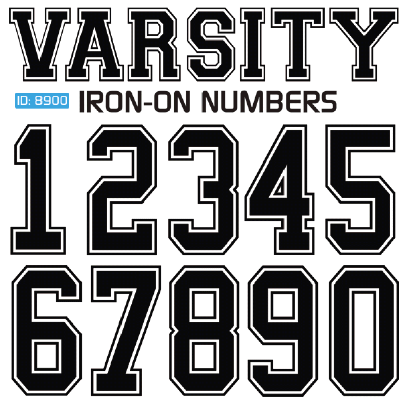 Big Varsity Outline Iron on Numbers