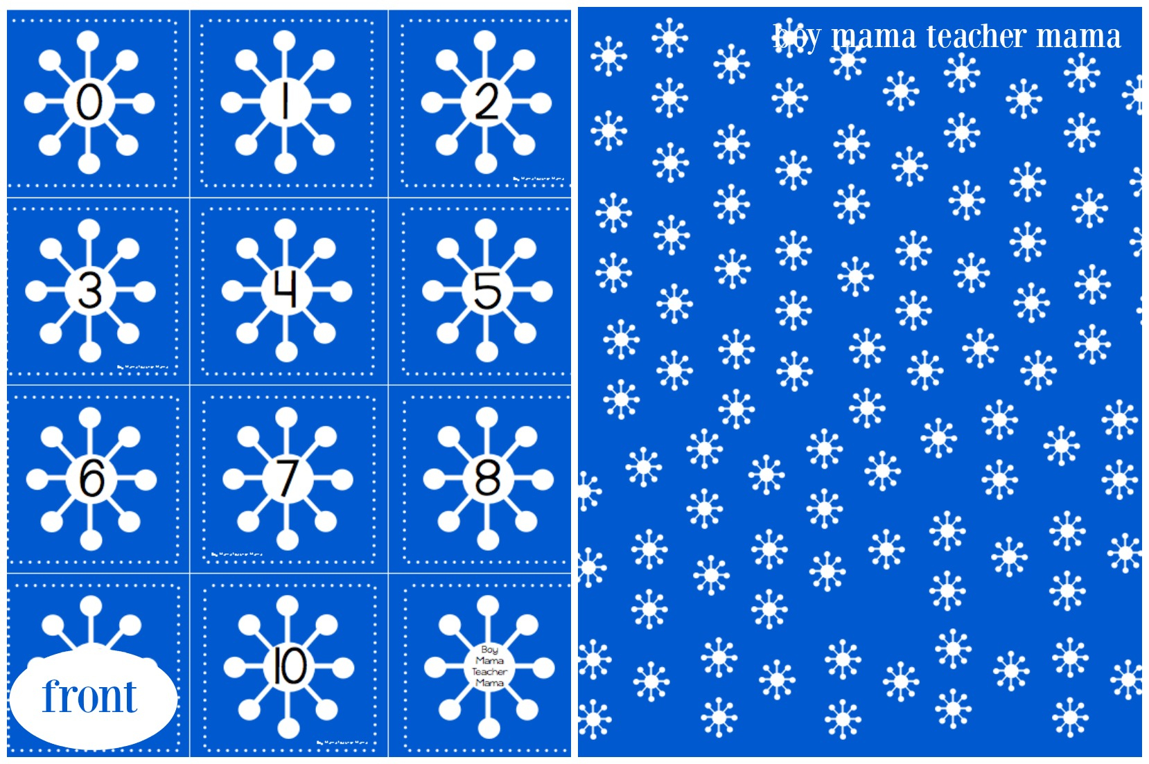 Boy Mama FREE Snowflake Number Cards 1 10 After School 