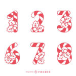 Candy Cane Numbers Set Vector Download