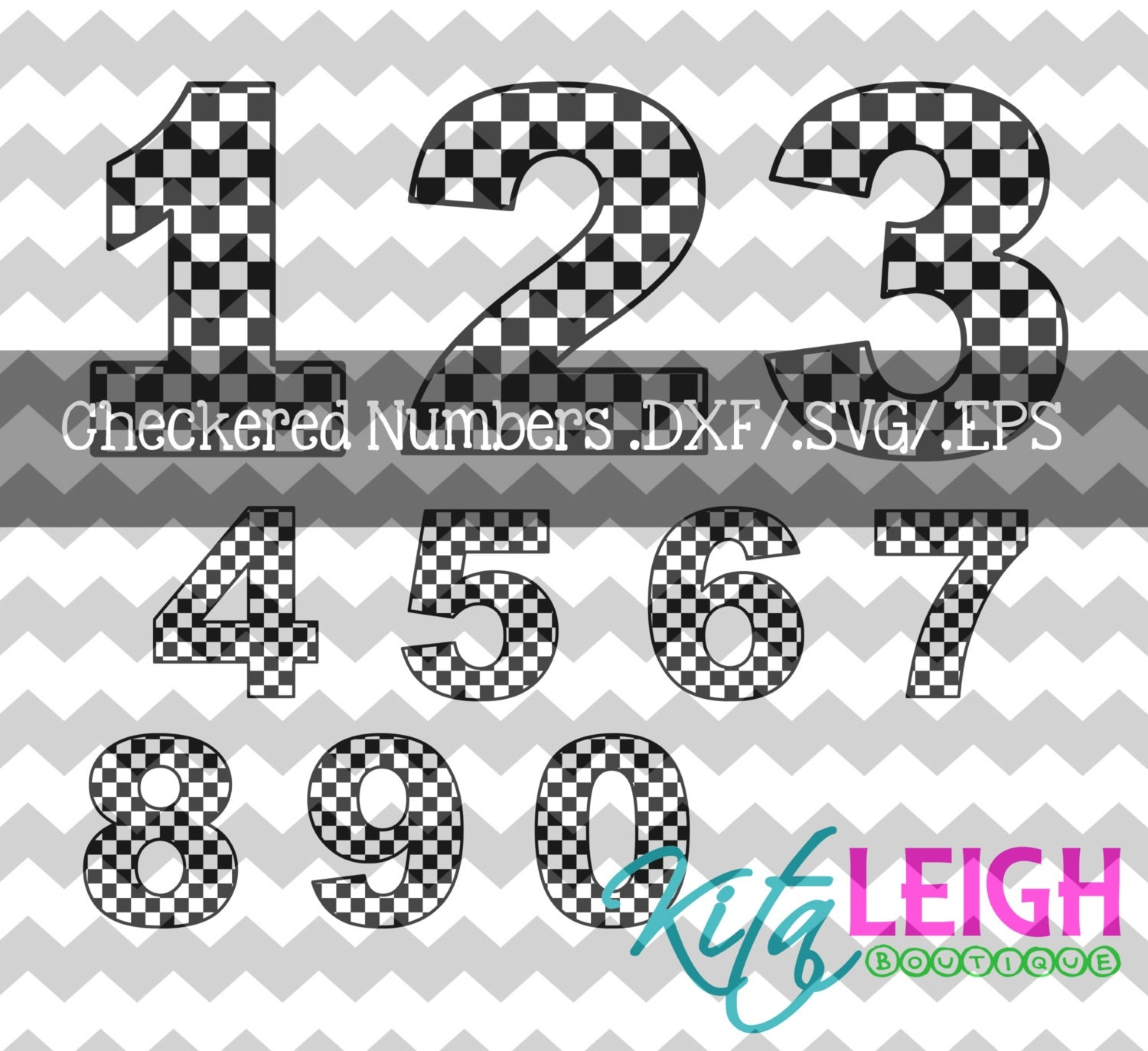 Checkered Numbers DXF SVG EPS File For Use With Your