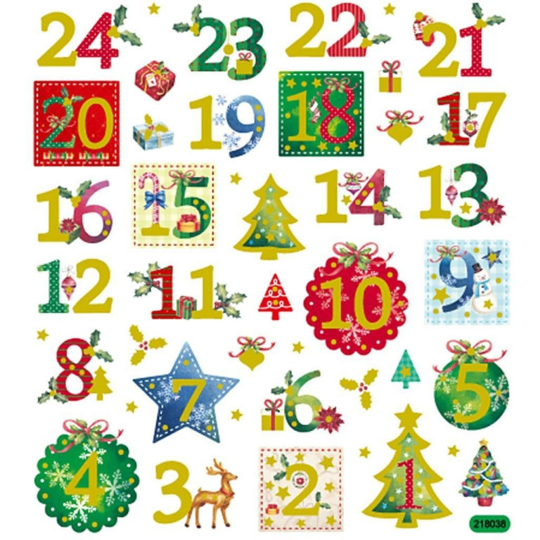 Christmas Advent Calendar Numbers 1 24 Glitter Self