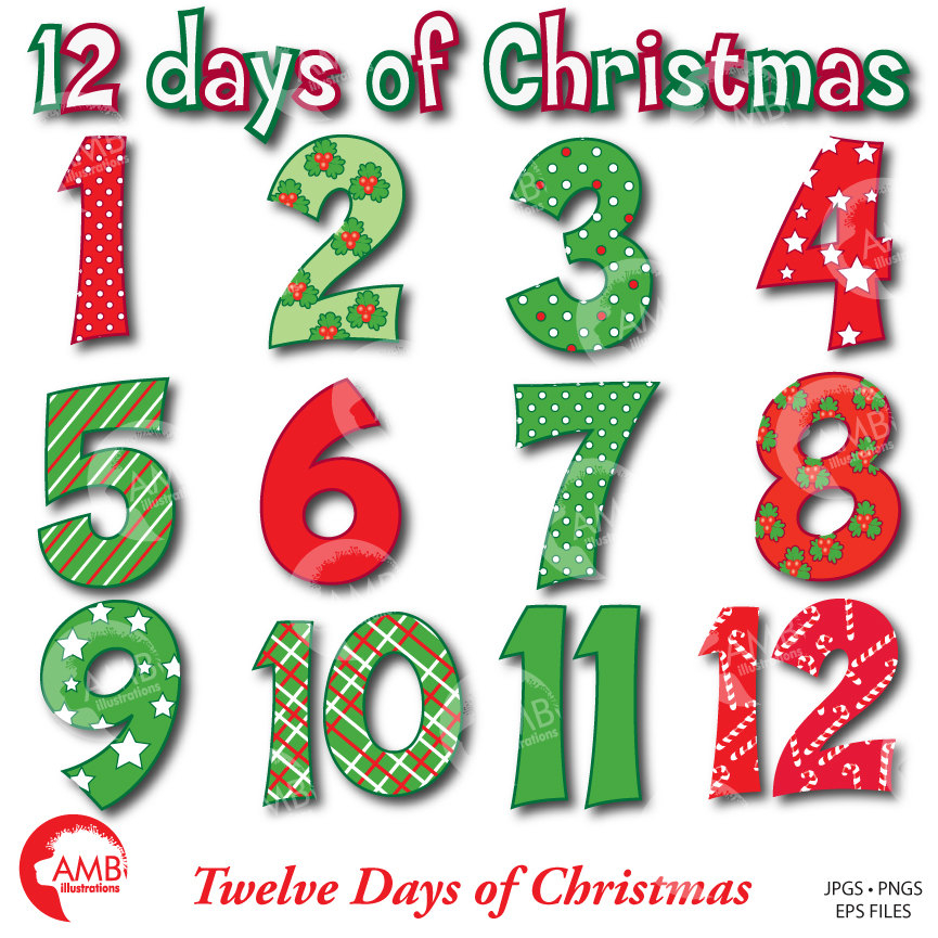 Christmas Numbers Clipart Twelve Days Of Christmas AMB 