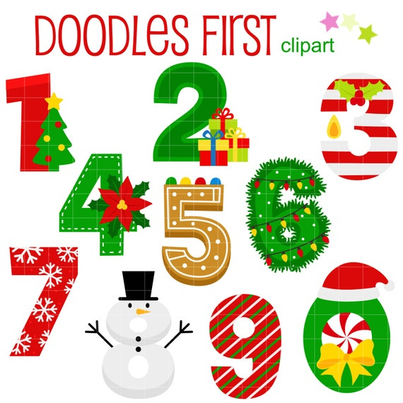 Christmas Numbers Digital Clip Art For Scrapbooking Card Christmas Numbers Digital Clip Art For Scrapbooking Card