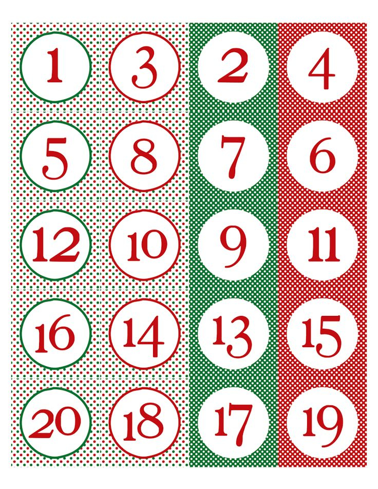 ChristmasNumbers Chocolate Advent Calendar Printable 