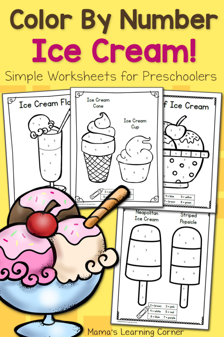 Color By Number Worksheets For Preschool Ice Cream