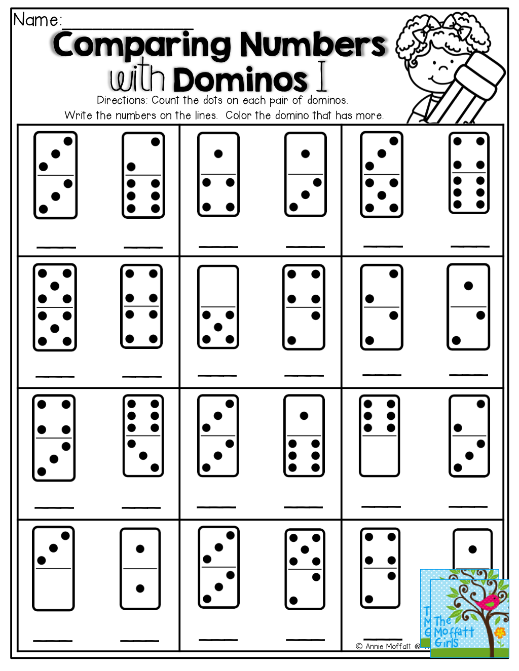 Comparing Numbers Count The Dots On The Domino Write The Comparing Numbers Count The Dots On The Domino Write The