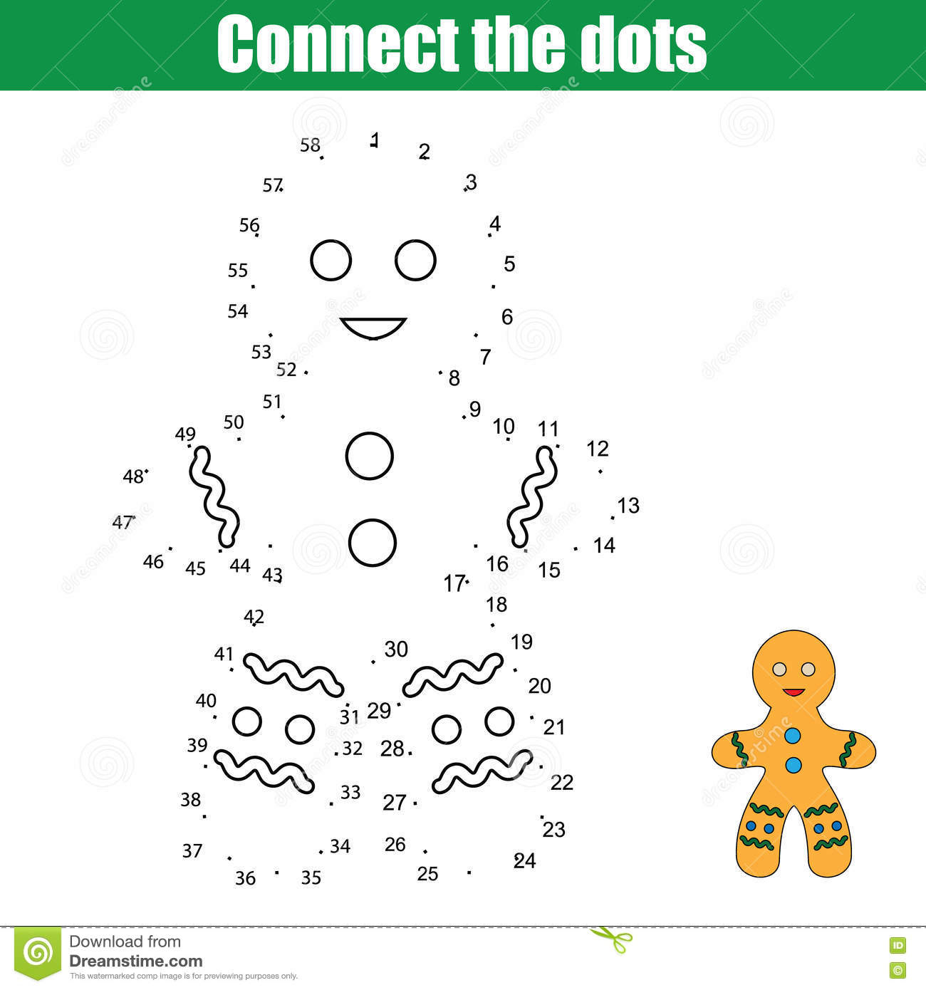 Connect The Dots Numbers Children Educational Game Stock 