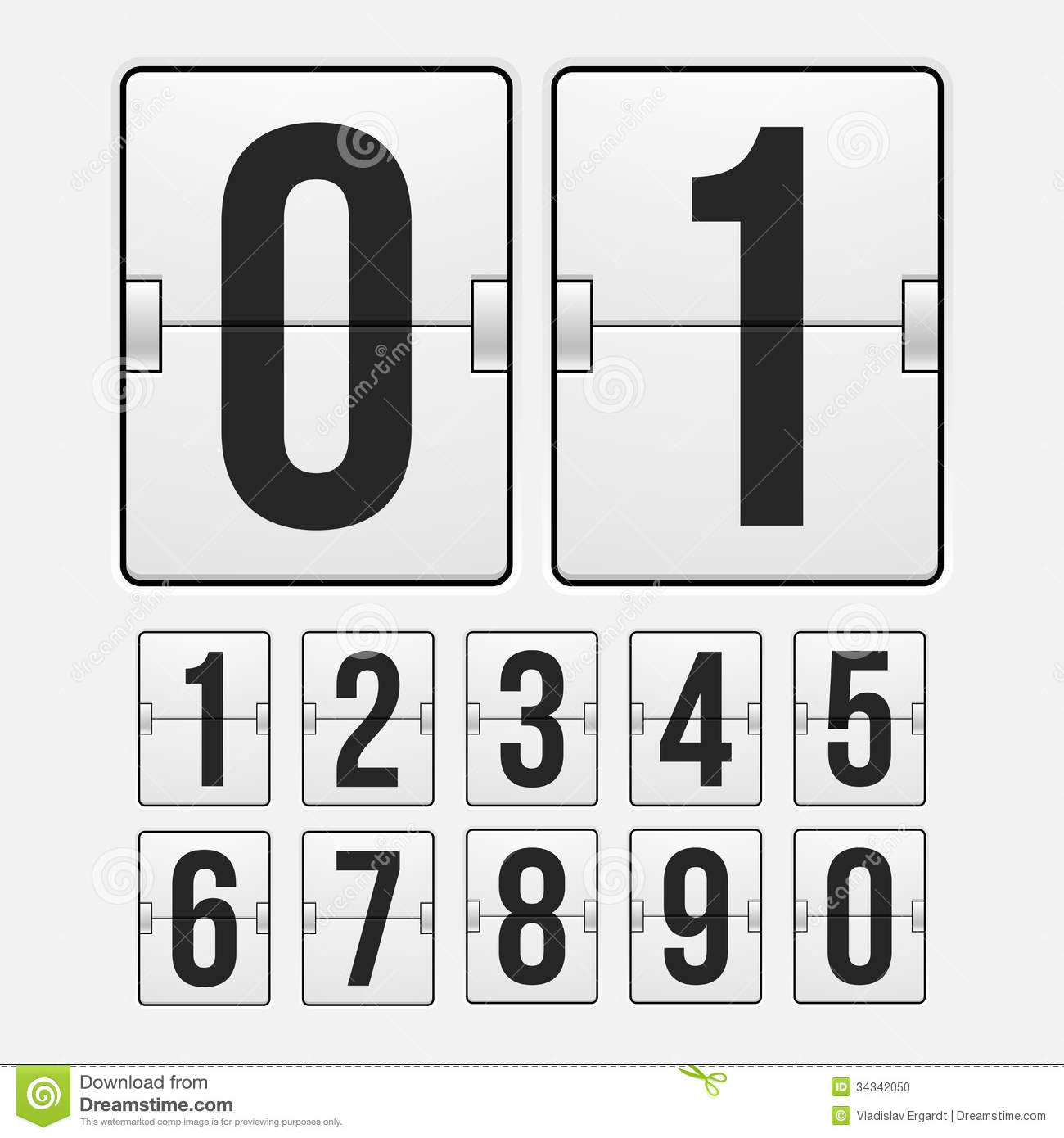 Countdown Timer White Color Mechanical Scoreboard Stock 