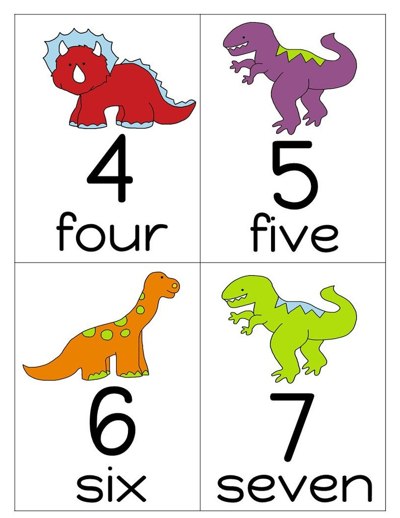 Dinosaur Number Flashcards 0 20 Flashcards For Etsy