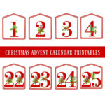 DIY Christmas Advent Calendar Red Printable Numbers 1 25