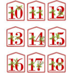 DIY Christmas Advent Calendar Red Printable Numbers 1 25