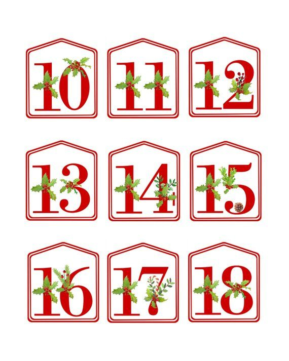 DIY Christmas Advent Calendar Red Printable Numbers 1 25 DIY Christmas Advent Calendar Red Printable Numbers 1 25