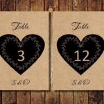 DIY Wedding Printable Table Numbers Rustic Heart Wedding