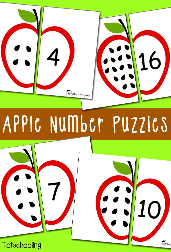Free Apple Number Puzzles Totschooling Toddler 