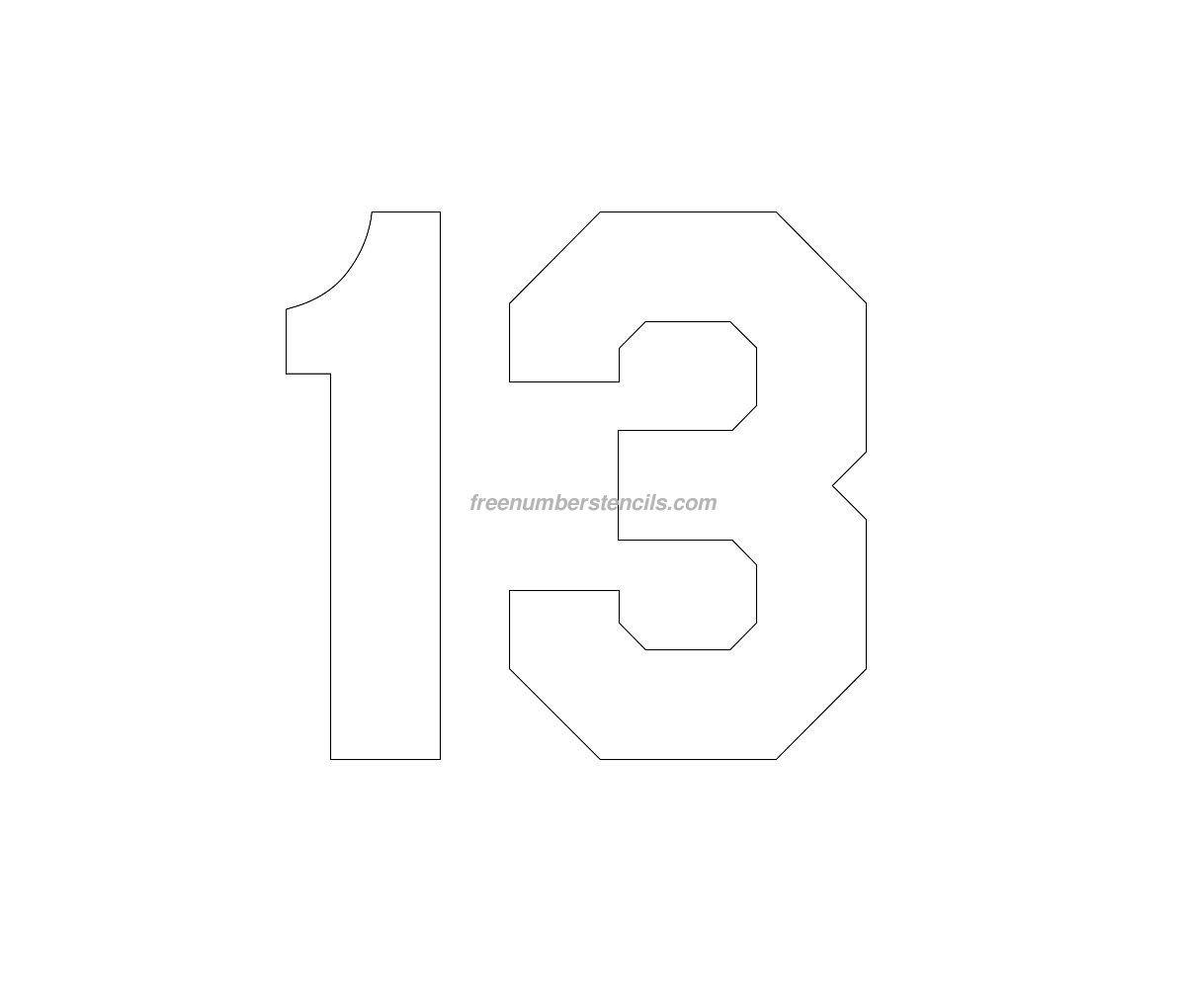 Free Jersey Printable 13 Number Stencil 
