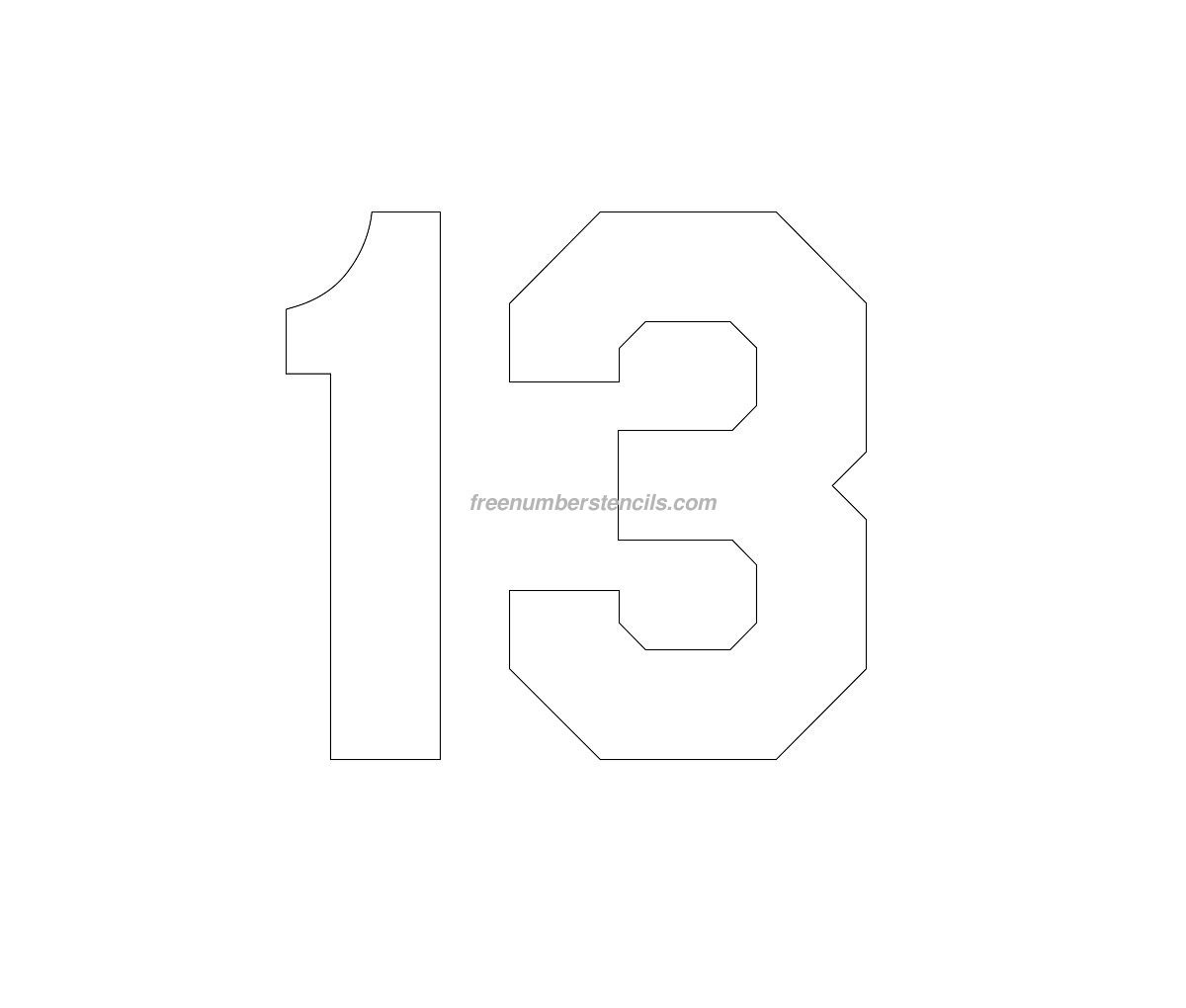 Free Jersey Printable 13 Number Stencil Free Jersey Printable 13 Number Stencil