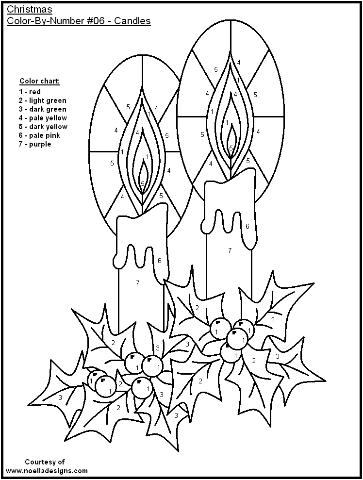 Free Paint By Number Coloring Pages Christmas Coloring 