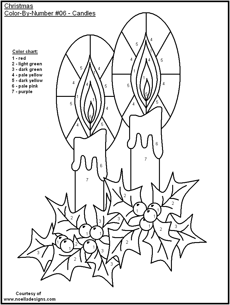 Free Paint By Number Coloring Pages Christmas Coloring