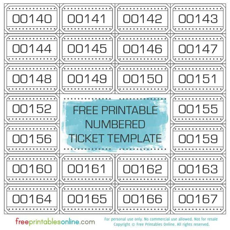 Free Printable Numbered Ticket Template Free Printables Free Printable Numbered Ticket Template Free Printables