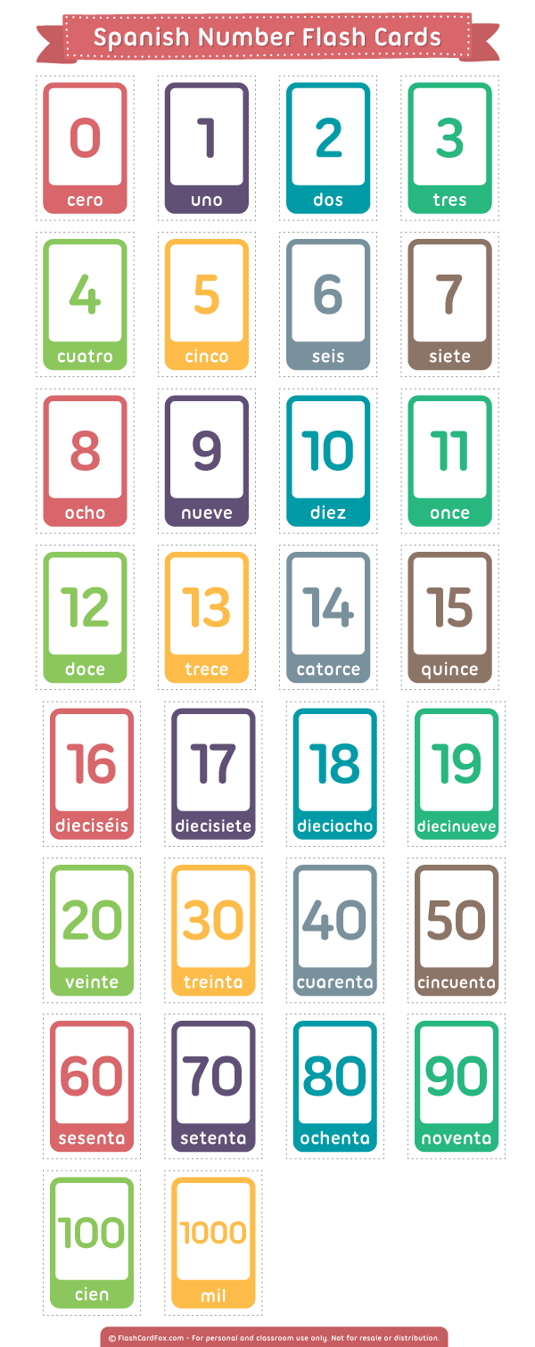 Free Printable Spanish Number Flash Cards For Learning To 
