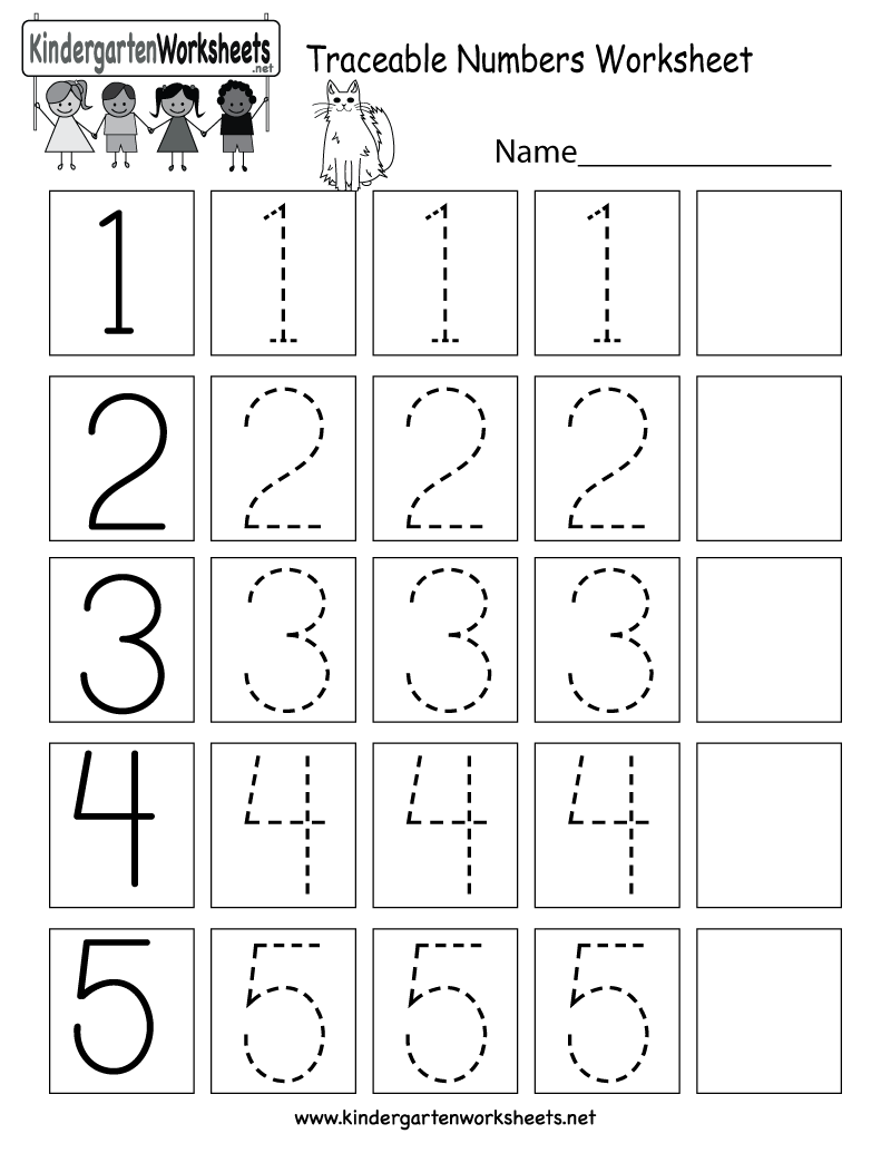 Free Printable Traceable Numbers Worksheet For Kindergarten