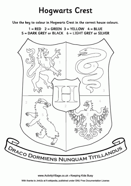 Harry Potter House Crest Coloring Page time Filler 