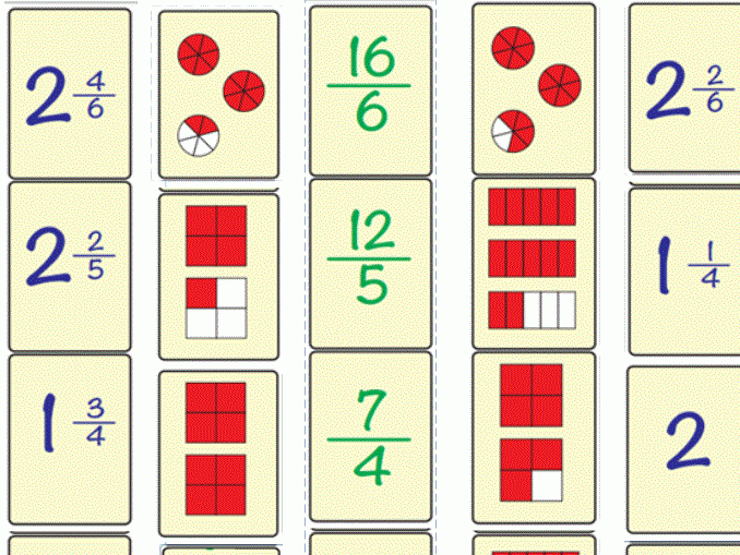 Improper Fractions Mixed Numbers Matching Activity 