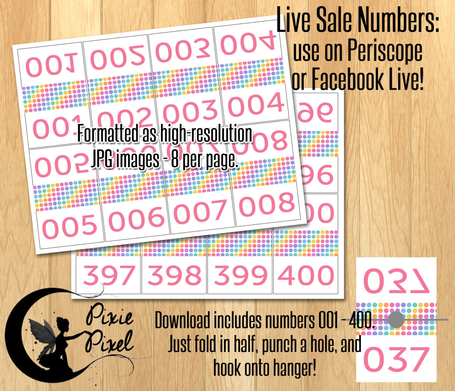 Live Sale Numbers With Mirror Images Polka Dots Printable Live Sale Numbers With Mirror Images Polka Dots Printable