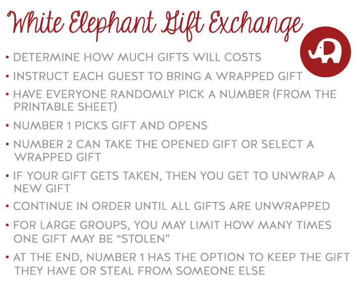 Madebycristnamarie White Elephant Printables