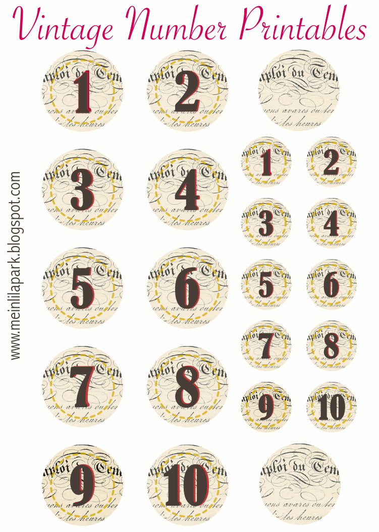 MeinLilaPark Free Printable Vintage Number Stickers