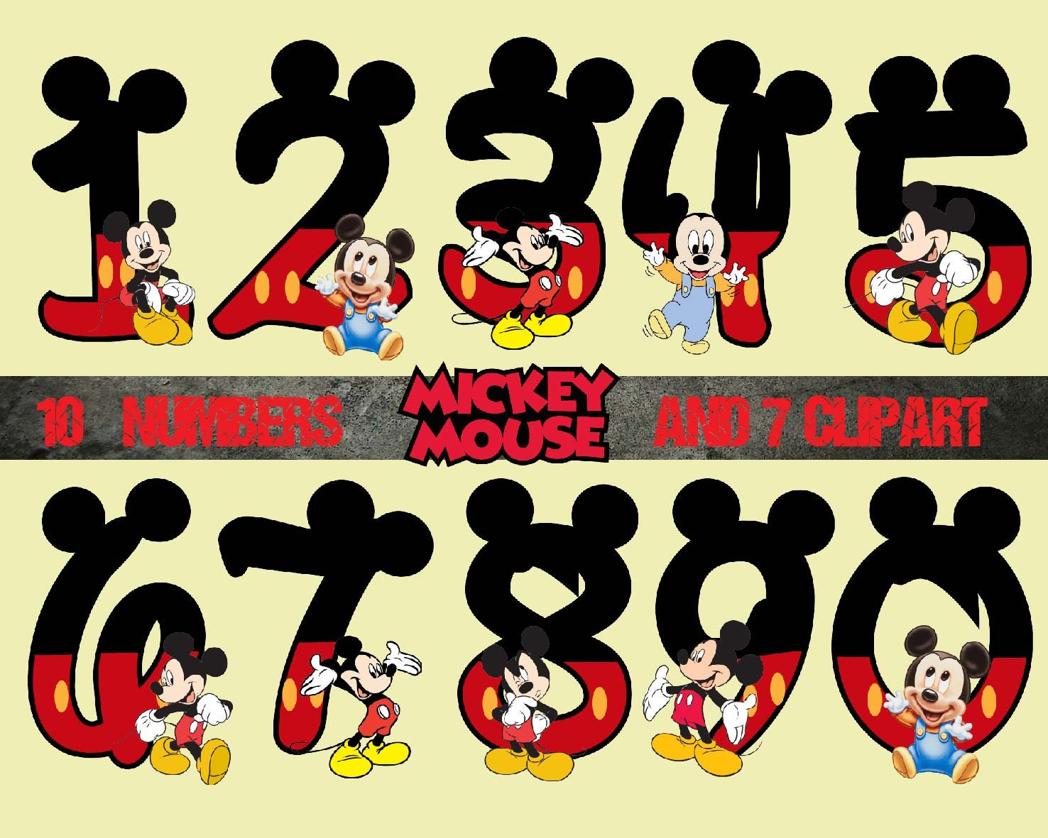 Mickey Number And Clipart DisneyPrincess Digital By Room25Days Mickey Number And Clipart DisneyPrincess Digital By Room25Days